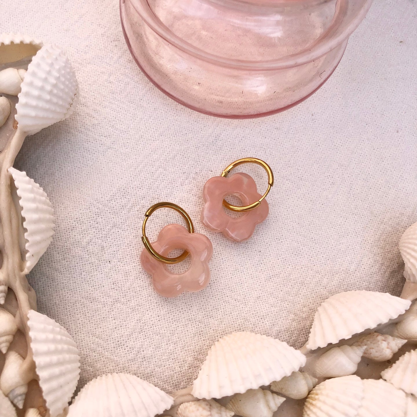 Boucles d’oreilles fleurs roses